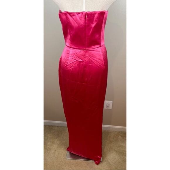 SAU LEE Priyanka Ruched Strapless Hot Pink Maxi Dress Size 2 - Picture 7 of 10
